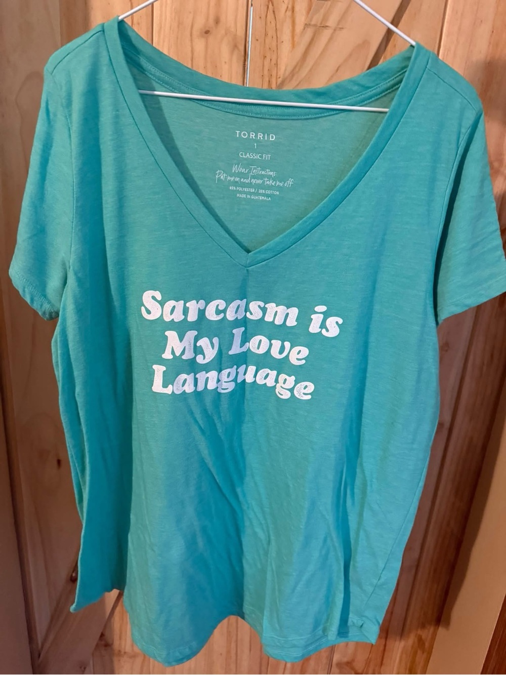 torrid Teal V-Neck Graphic Tee with White Lettering